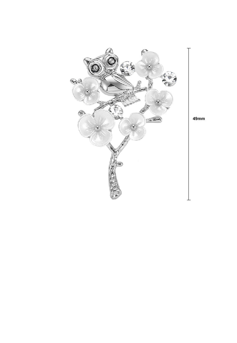 Fashion Creative Owl Plum Blossom Brooch with Cubic Zirconia - Luxurious Look