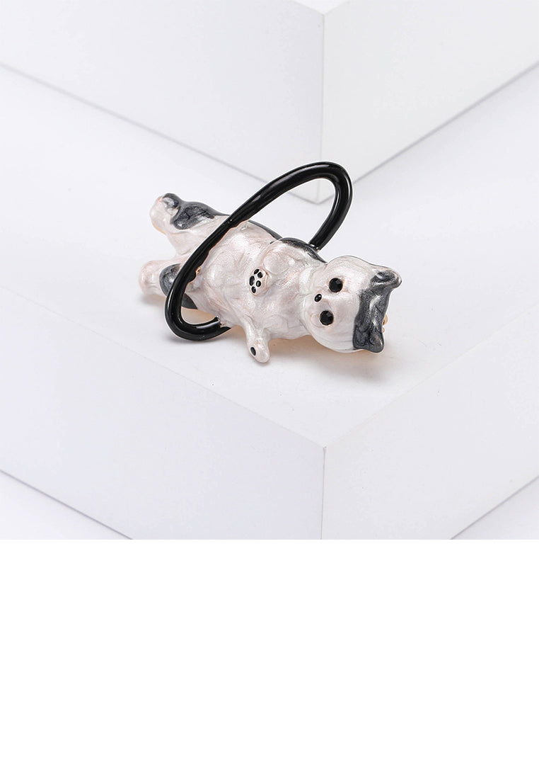 Simple and Cute Plated Gold Enamel Hula Hoop Cat Brooch