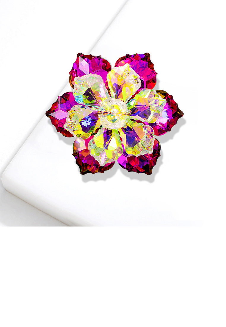 Fashion Brilliant Red Snowflake Brooch with Cubic Zirconia - Luxurious Look - Vibrant Color