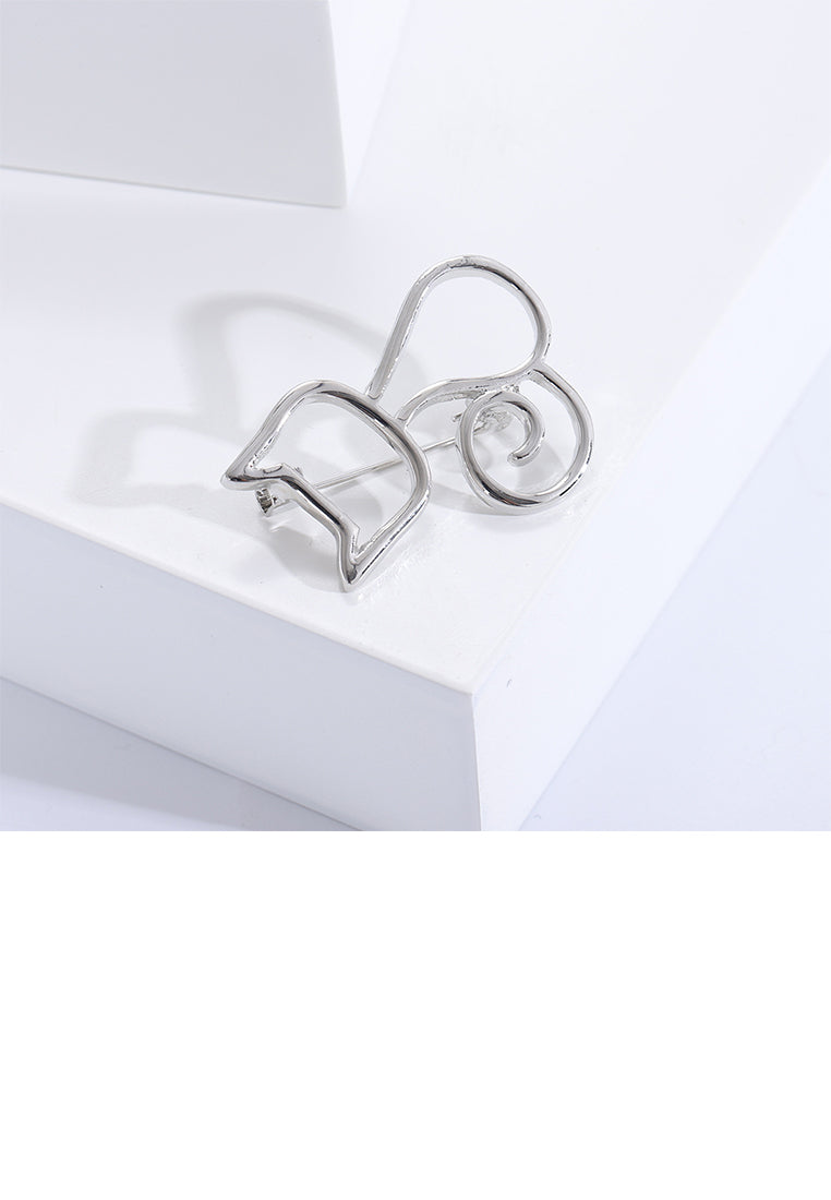 Simple and Cute Hollow Cat Brooch