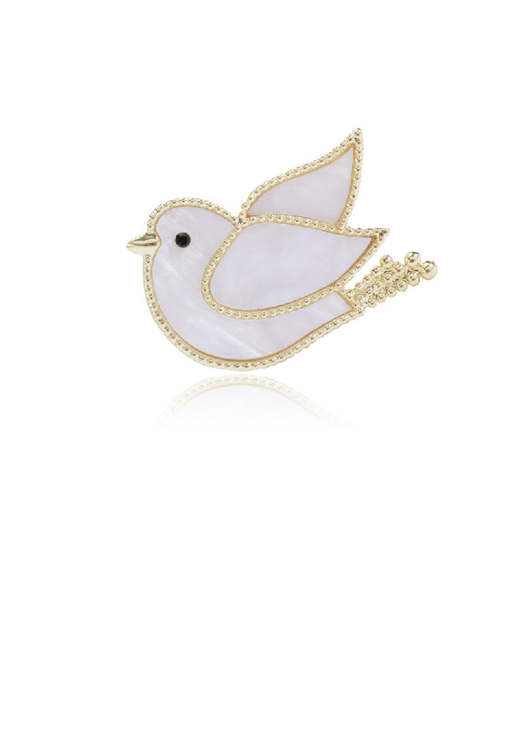 Simple and Lovely Plated Gold Dove Shell Brooch