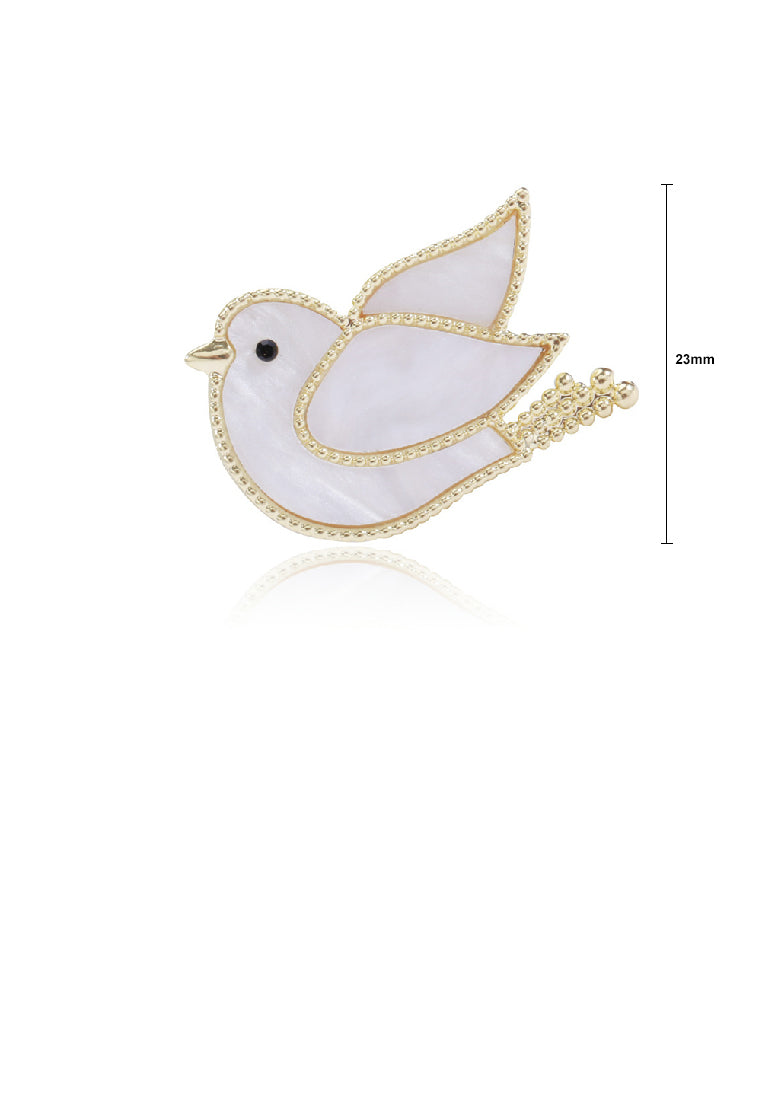 Simple and Lovely Plated Gold Dove Shell Brooch