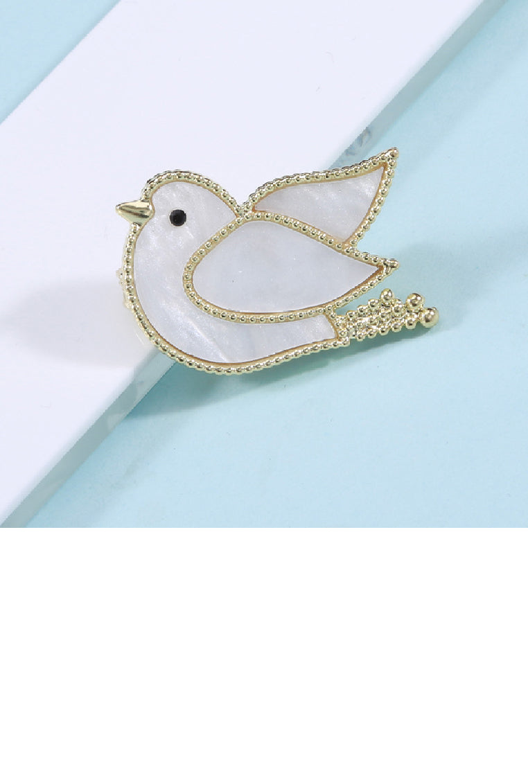 Simple and Lovely Plated Gold Dove Shell Brooch