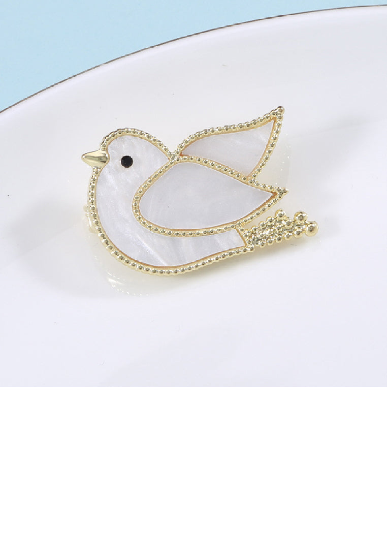 Simple and Lovely Plated Gold Dove Shell Brooch