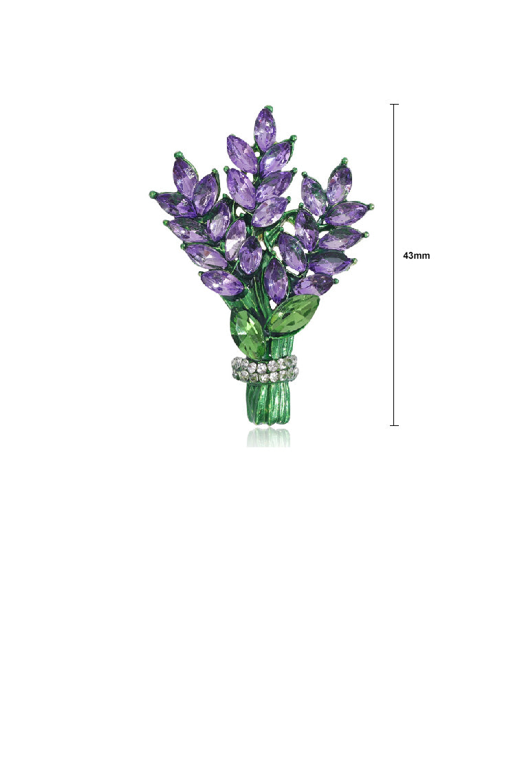 Fashion Brilliant Green Wheat Brooch with Purple Cubic Zirconia - Luxurious Look