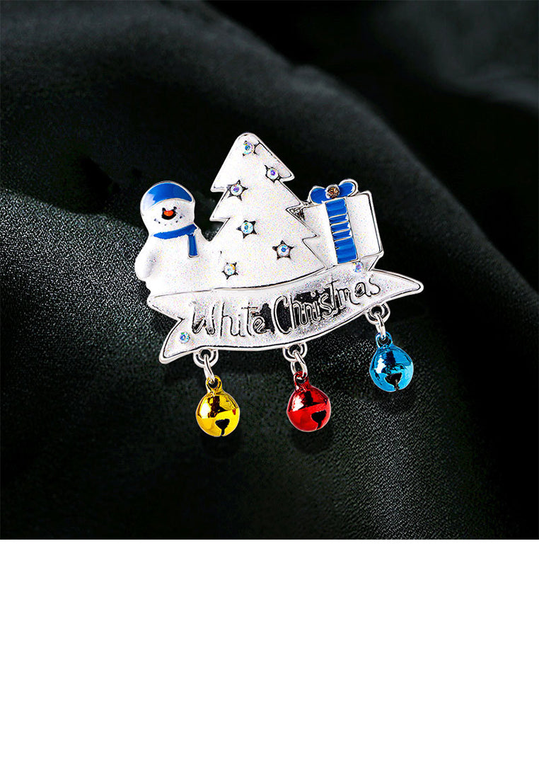 Fashion and Creative Christmas Tree Snowman Gift Bell Brooch