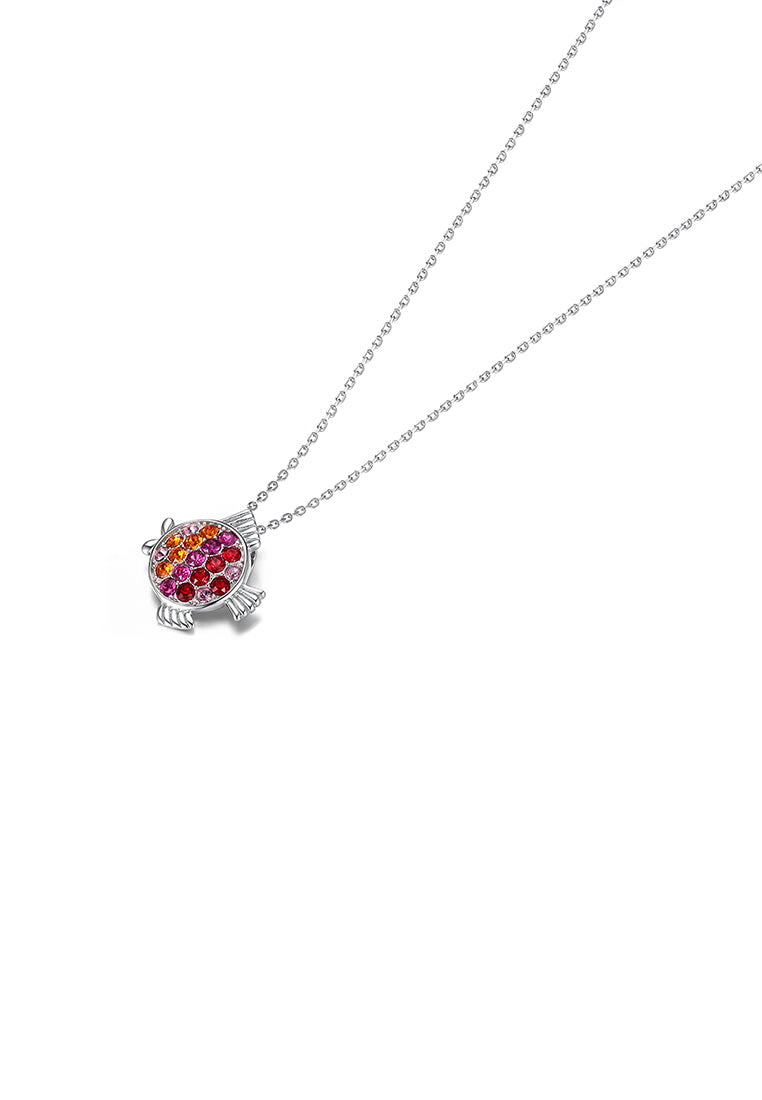 925 Sterling Silver Fashion Pisces Pendant with Colored Austrian Element Crystals and Necklace