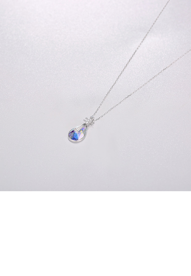 925 Sterling Silver Fashion Elegant Pipa Pendant with Austrian Element Crystal and Necklace