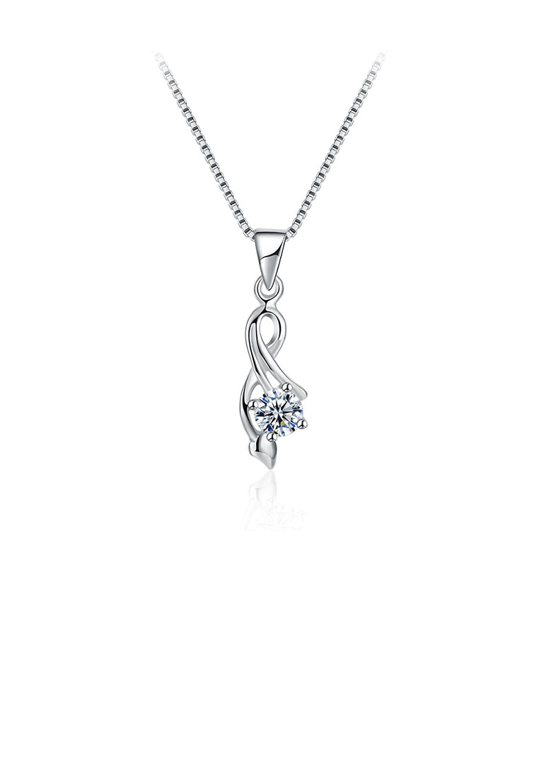 925 Sterling Silver Simple Elegant Fashion Rose Pendant Necklace with Cubic Zircon