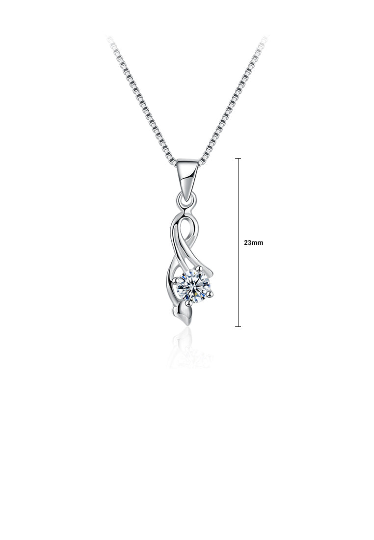 925 Sterling Silver Simple Elegant Fashion Rose Pendant Necklace with Cubic Zircon