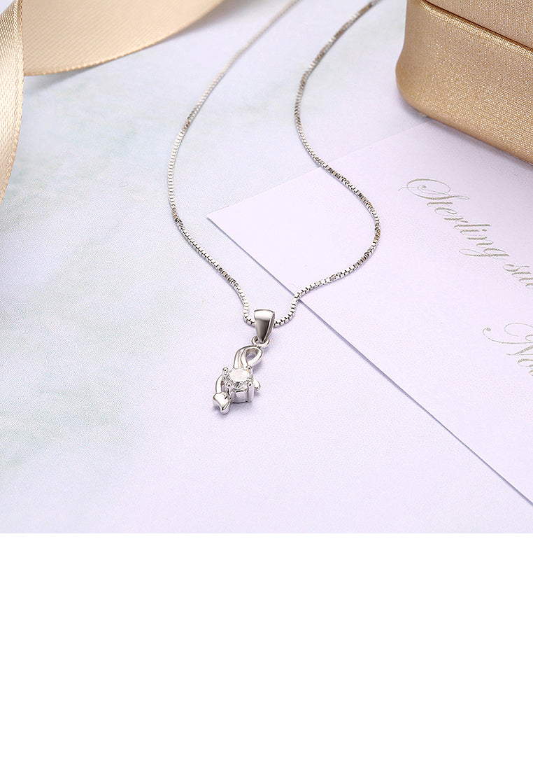 925 Sterling Silver Simple Elegant Fashion Rose Pendant Necklace with Cubic Zircon