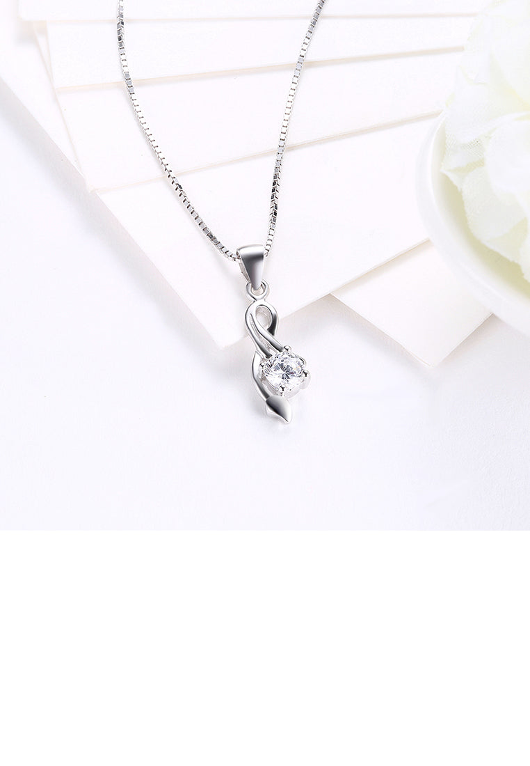 925 Sterling Silver Simple Elegant Fashion Rose Pendant Necklace with Cubic Zircon