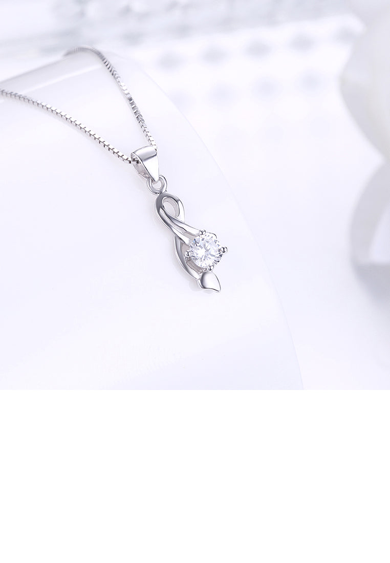 925 Sterling Silver Simple Elegant Fashion Rose Pendant Necklace with Cubic Zircon