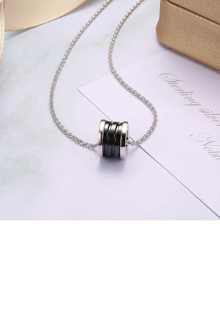 Fashion 925 Sterling Silver Cylindrical Pendant Necklace