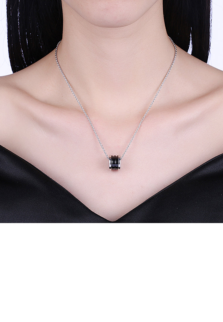 Fashion 925 Sterling Silver Cylindrical Pendant Necklace