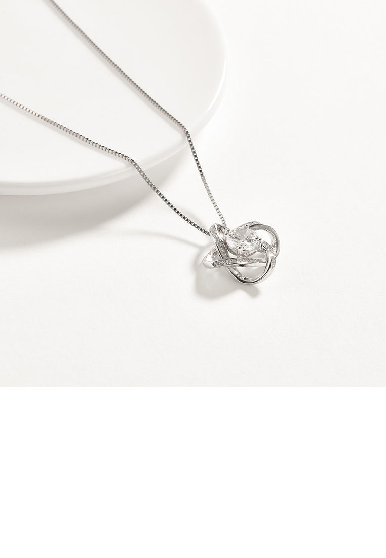 925 Sterling Silver Fashion Elegant Windmill Pendant with Cubic Zircon and Necklace