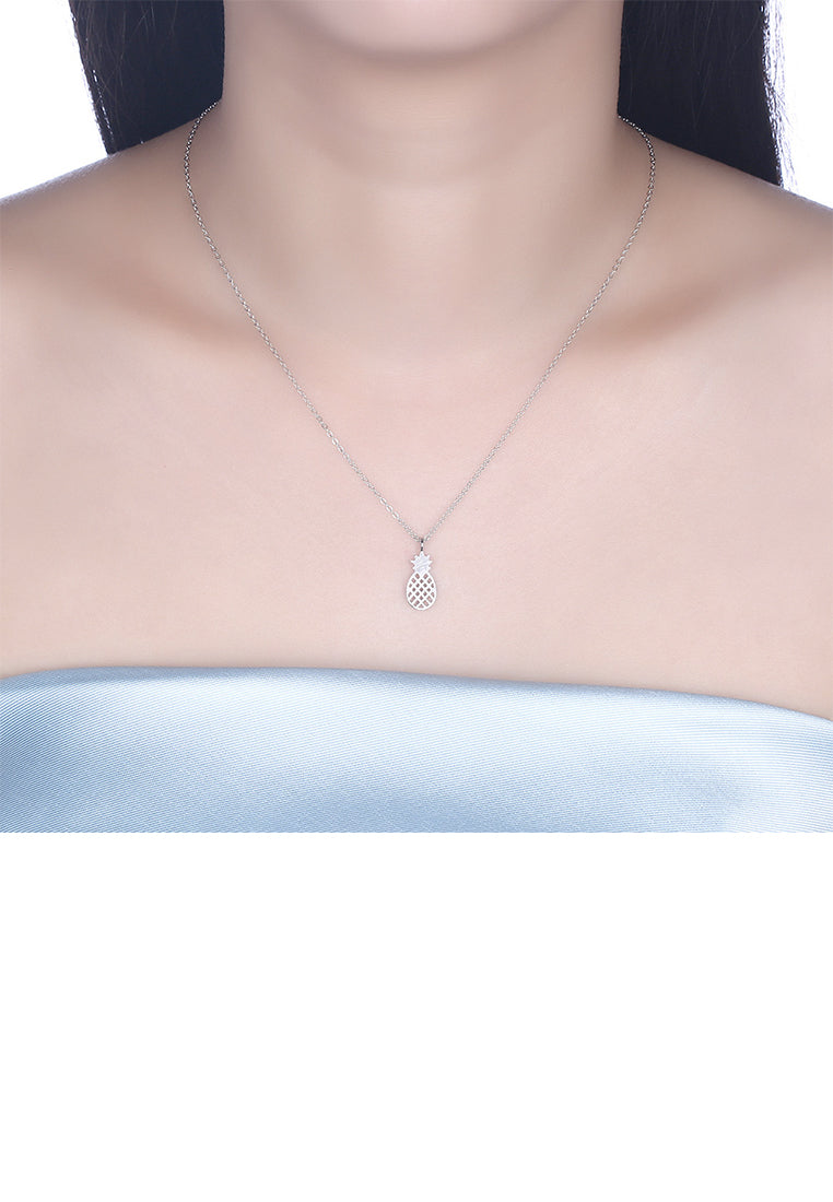 925 Sterling Silver Creative Personality Small Pineapple Pendant with Necklace