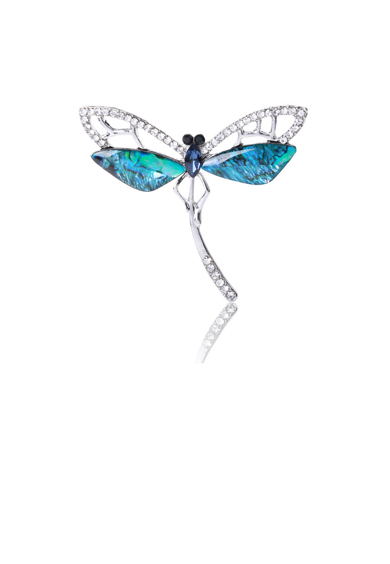 Fashion Simple Blue Dragonfly Brooch with Cubic Zirconia - Luxurious Look