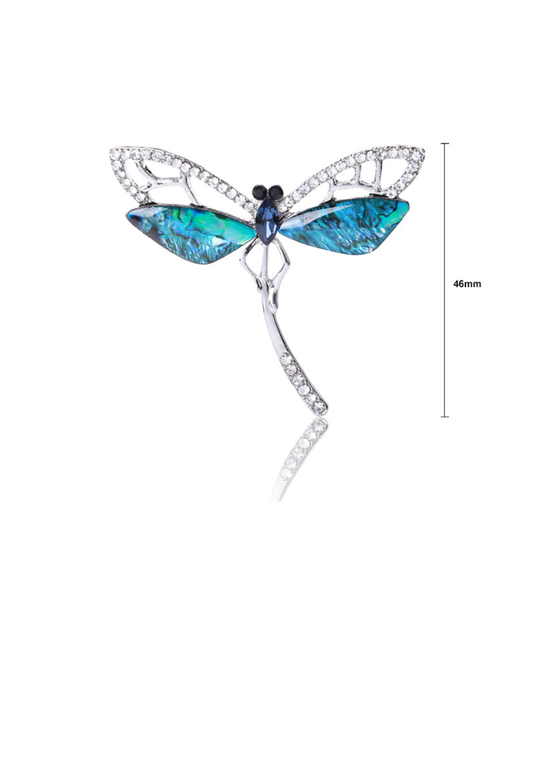 Fashion Simple Blue Dragonfly Brooch with Cubic Zirconia - Luxurious Look