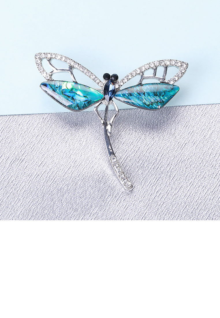 Fashion Simple Blue Dragonfly Brooch with Cubic Zirconia - Luxurious Look