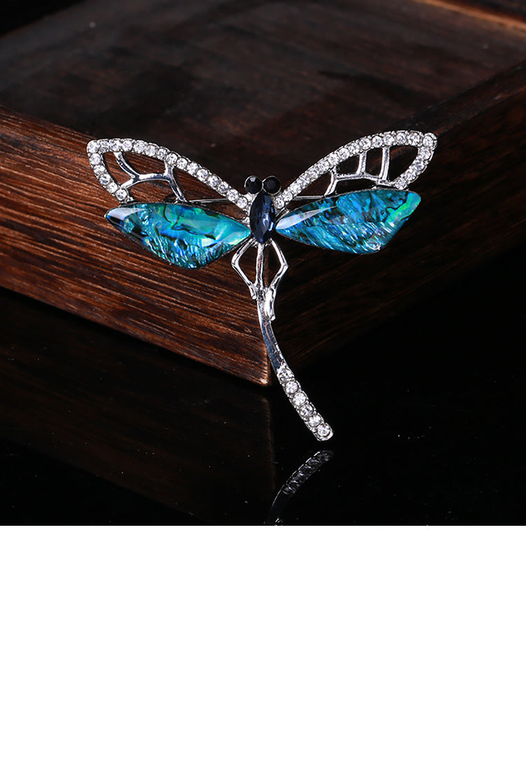 Fashion Simple Blue Dragonfly Brooch with Cubic Zirconia - Luxurious Look