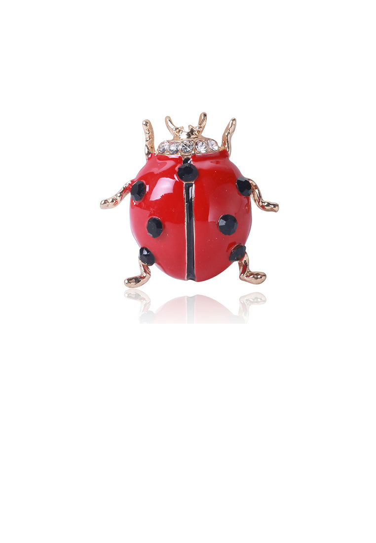 Fashion and Lovely Plated Gold Seven-star Ladybug Brooch with Cubic Zirconia - Luxurious Look