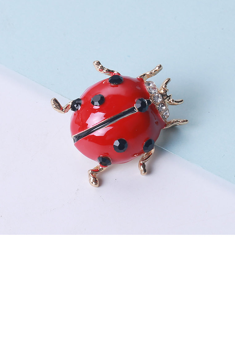 Fashion and Lovely Plated Gold Seven-star Ladybug Brooch with Cubic Zirconia - Luxurious Look