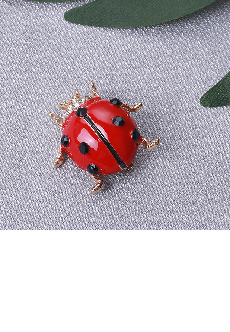 Fashion and Lovely Plated Gold Seven-star Ladybug Brooch with Cubic Zirconia - Luxurious Look