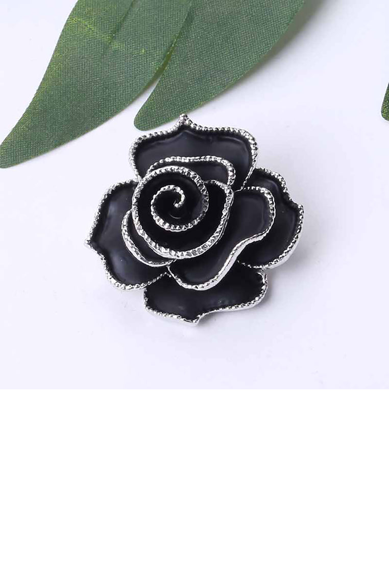 Fashion and Elegant Enamel Black Camellia Brooch