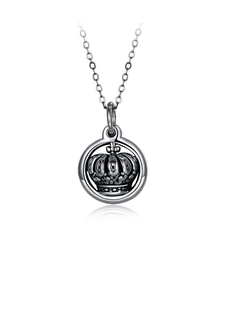 925 Sterling Silver Vintage Crown Pendant Necklace