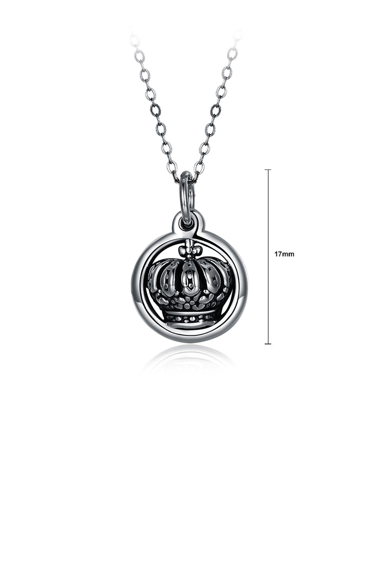 925 Sterling Silver Vintage Crown Pendant Necklace