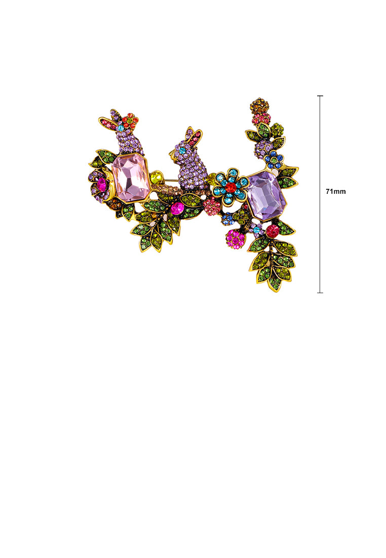 Fashion and Elegant Plated Gold Rabbit Flower Brooch with Cubic Zirconia - Luxurious Look