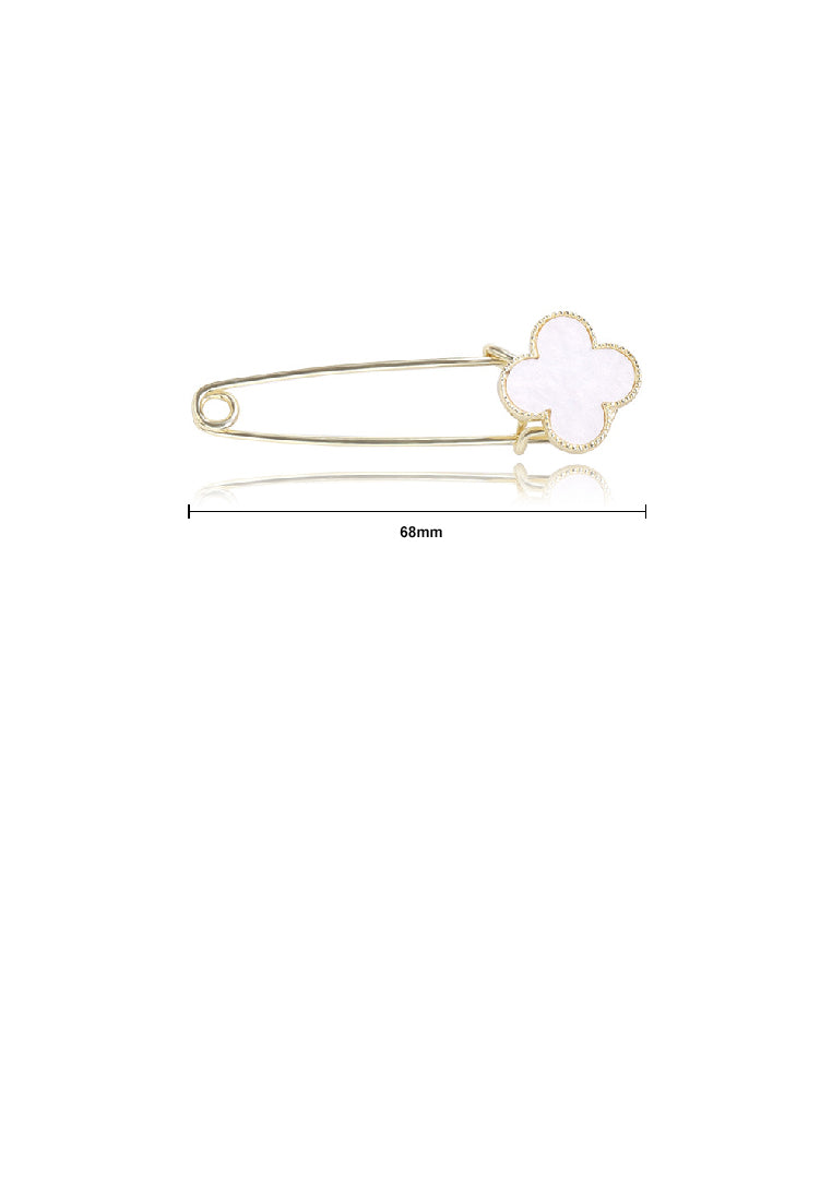 Simple Fashion Plated Gold Four-leafed Clover Paper Clip Brooch