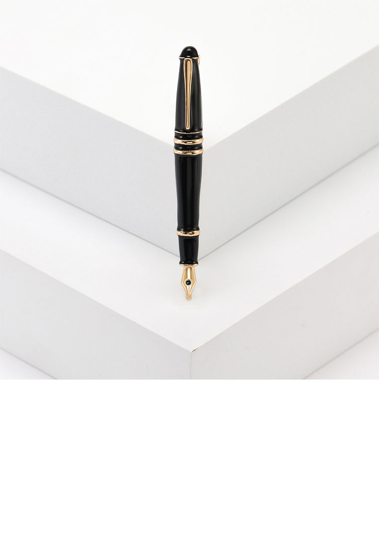Simple Creative Plated Gold Enamel Black Fountain Pen Brooch
