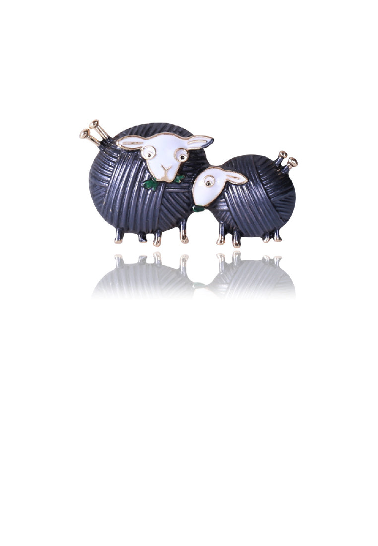 Simple and Cute Plated Gold Wool Sheep Brooch