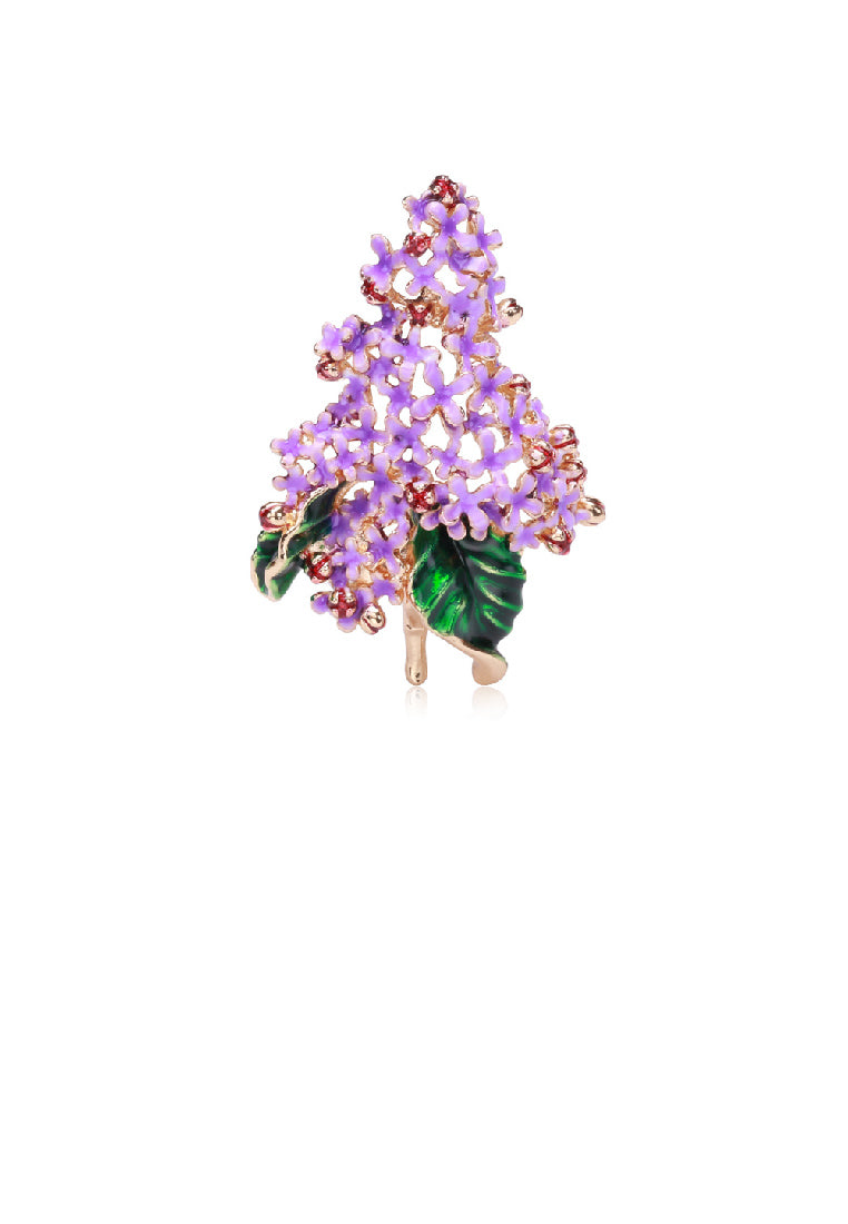 Fashion Elegant Plated Gold Enamel Purple Flower Brooch