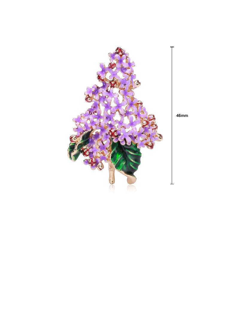 Fashion Elegant Plated Gold Enamel Purple Flower Brooch