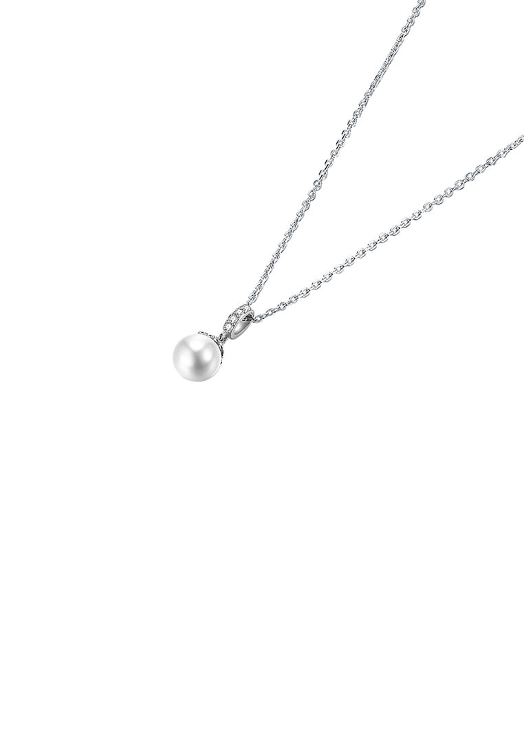 Simple 925 Sterling Silver Fashion Pearl Pendant with Necklace - Luxurious Look