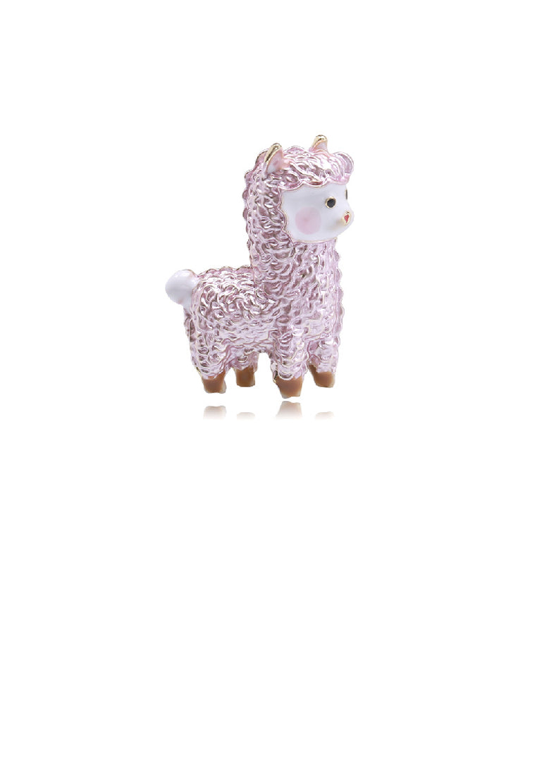 Fashion Lovely Plated Gold Enamel Pink Sheep Brooch - Vibrant Color