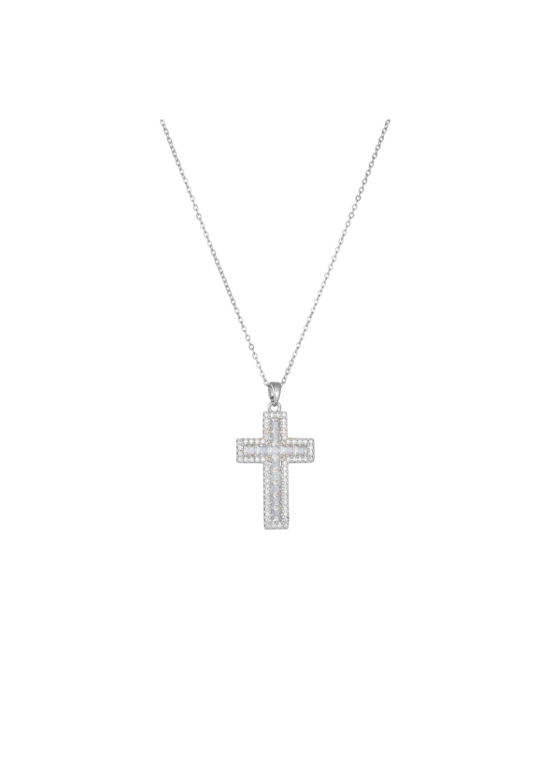 Fashion Classic Cross Pendant with Cubic Zirconia and Necklace - Luxurious Look