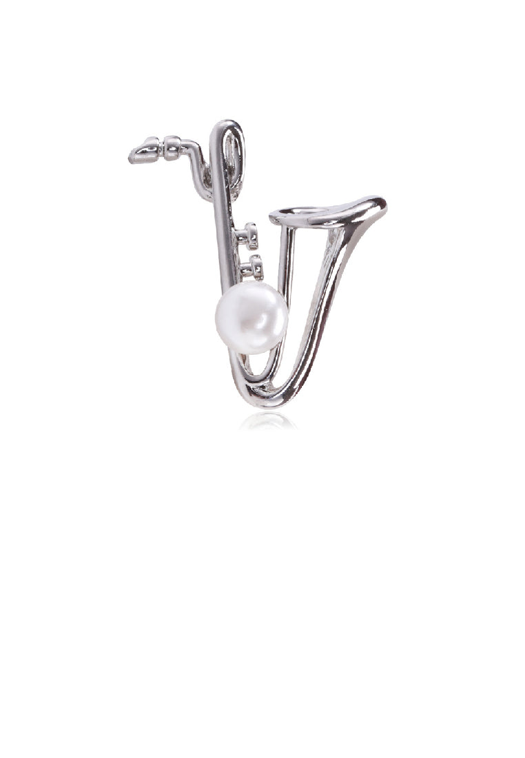 Fashion Personality Saxophone Brooch with Imitation Pearls