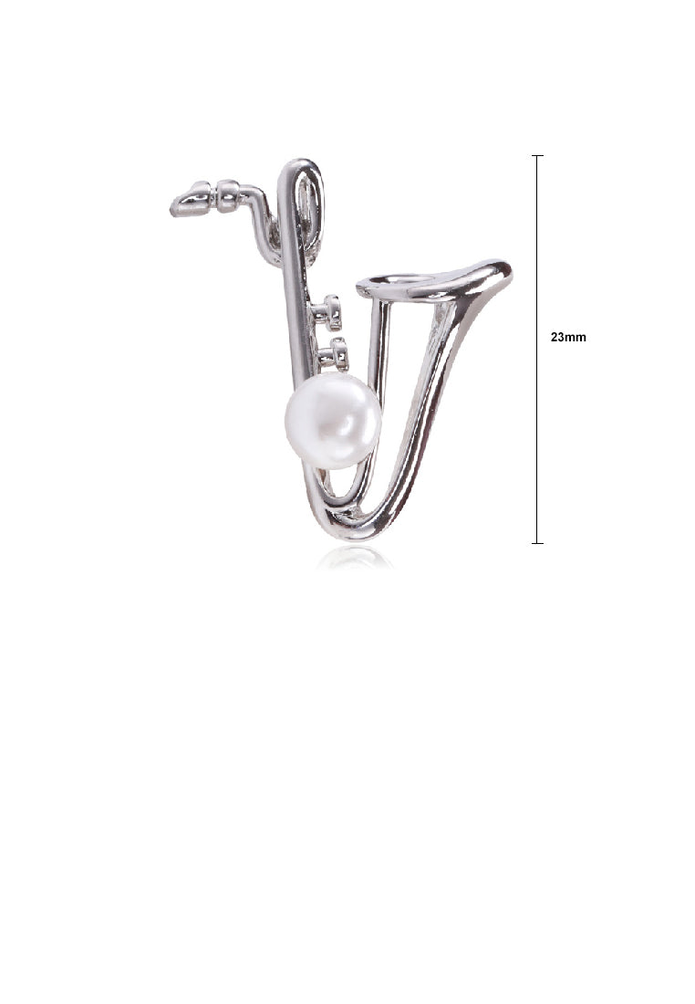 Fashion Personality Saxophone Brooch with Imitation Pearls