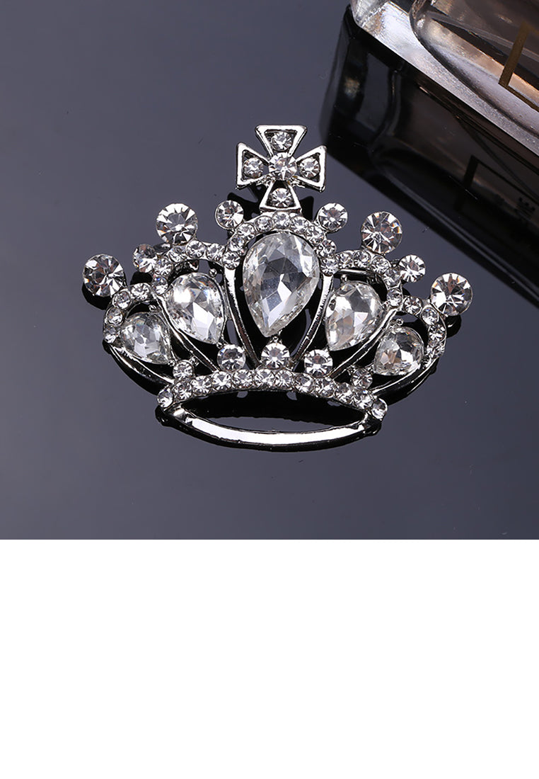 Fashion and Elegant Crown Brooch with Cubic Zirconia - Luxurious Look
