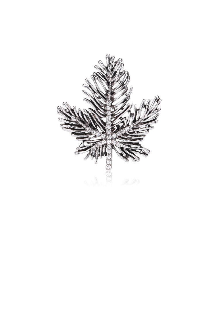 Fashion Elegant Leaf Brooch with Cubic Zirconia - Luxurious Look