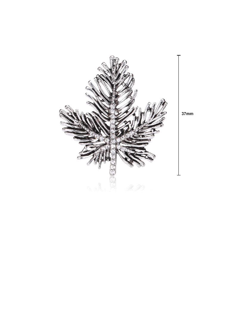 Fashion Elegant Leaf Brooch with Cubic Zirconia - Luxurious Look