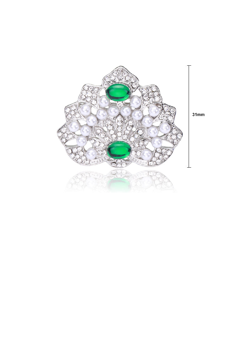 Fashion and Elegant Crown Imitation Pearl Brooch with Cubic Zirconia - Luxurious Look