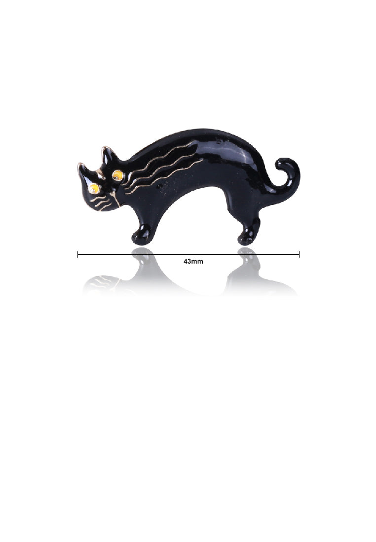 Simple Lovely Plated Gold Enamel Black Cat Brooch