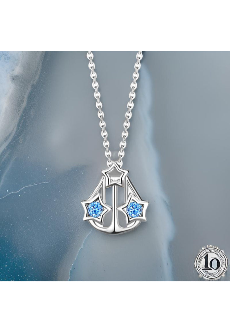 925 Sterling Silver 12 Constellation Libra Pendant Necklace with Austrian Element Crystal