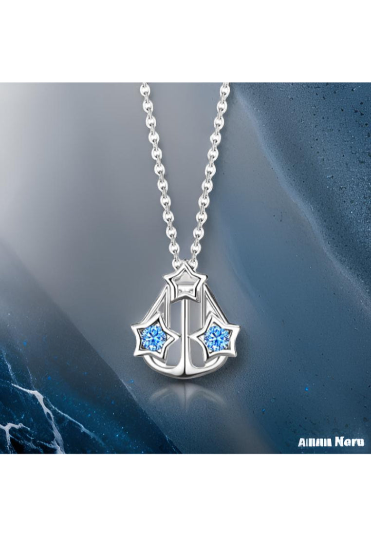 925 Sterling Silver 12 Constellation Libra Pendant Necklace with Austrian Element Crystal