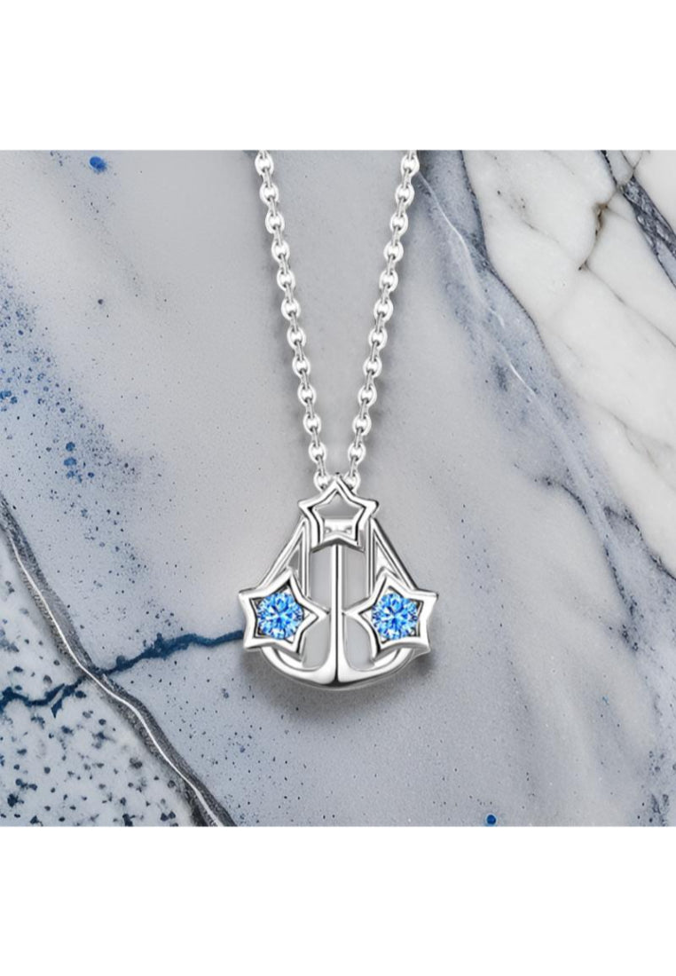 925 Sterling Silver 12 Constellation Libra Pendant Necklace with Austrian Element Crystal